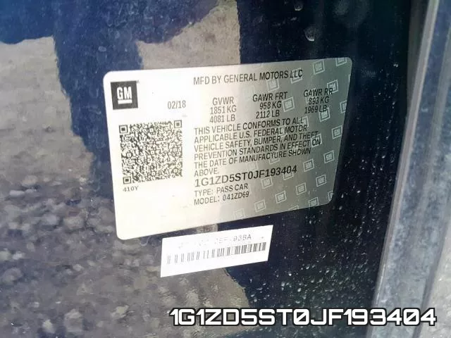 1G1ZD5ST0JF193404 фото 2