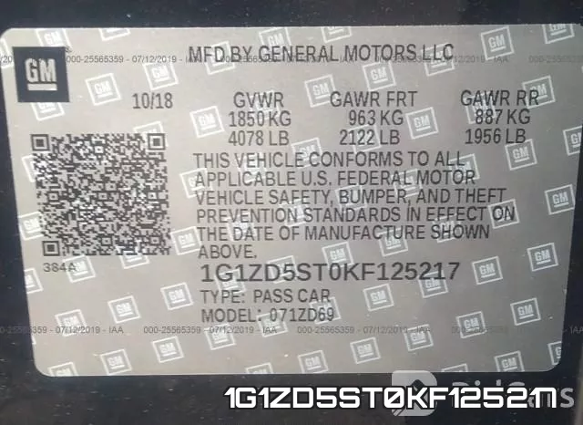 1G1ZD5ST0KF125217 фото 10