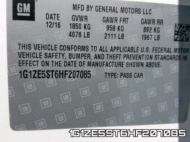 1G1ZE5ST6HF207085 фото 2