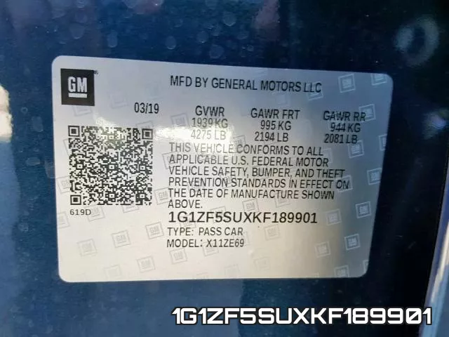 1G1ZF5SUXKF189901 фото 2