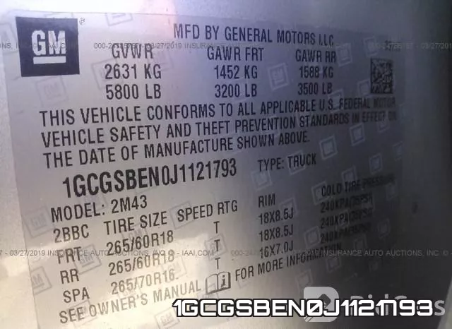 1GCGSBEN0J1121793 фото 10