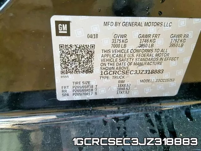 1GCRCSEC3JZ318883 фото 2