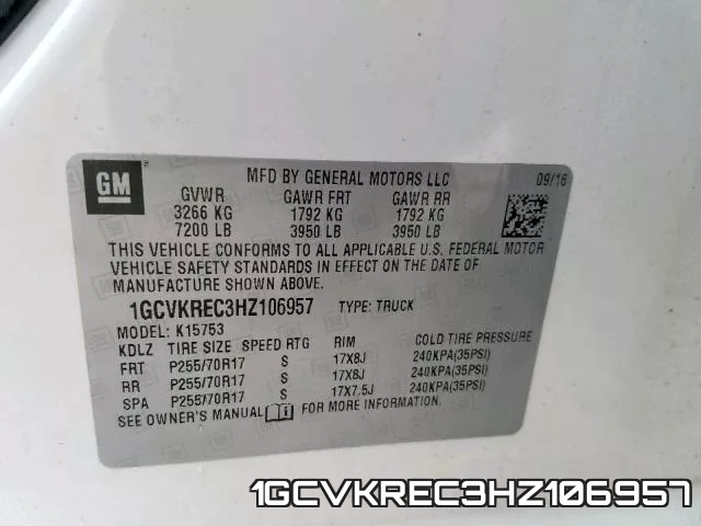 1GCVKREC3HZ106957 фото 2