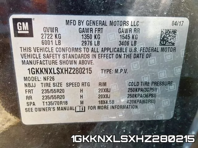 1GKKNXLSXHZ280215 фото 2