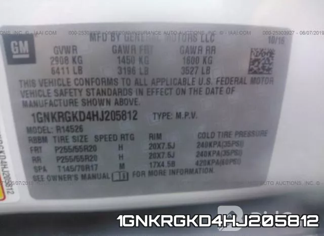 1GNKRGKD4HJ205812 фото 10