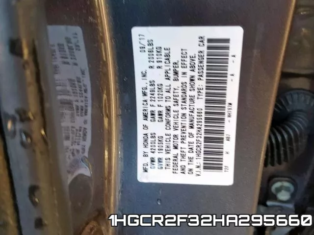 1HGCR2F32HA295660 фото 2