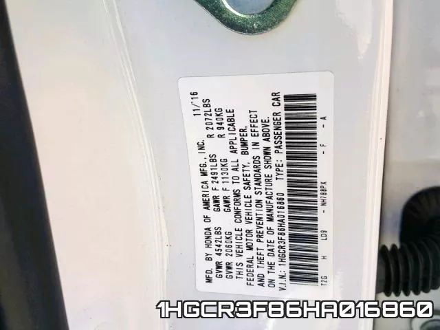 1HGCR3F86HA016860 фото 2