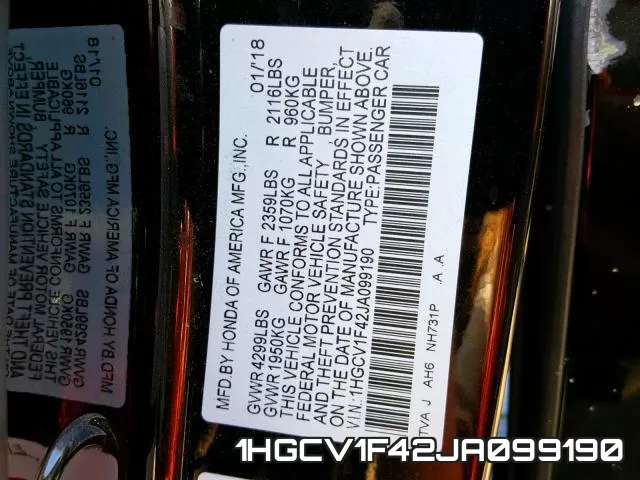 1HGCV1F42JA099190 фото 2