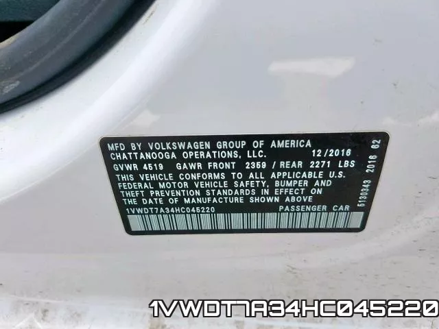 1VWDT7A34HC045220 фото 2