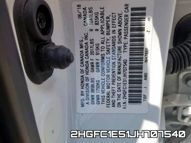 2HGFC1E51JH707540 фото 2