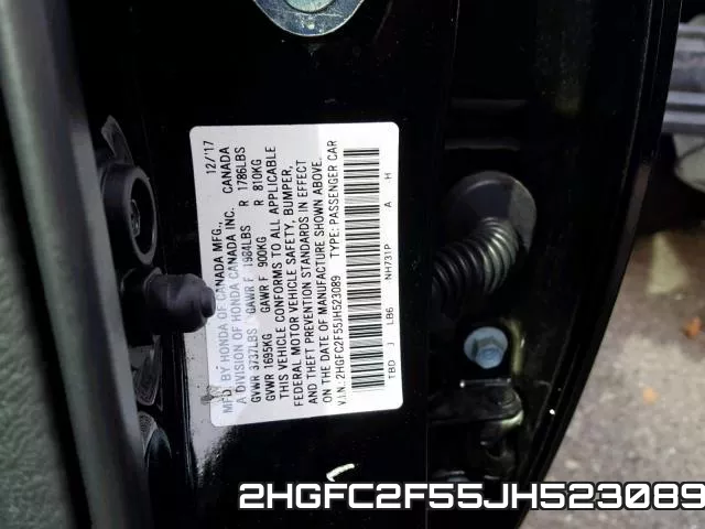 2HGFC2F55JH523089 фото 2