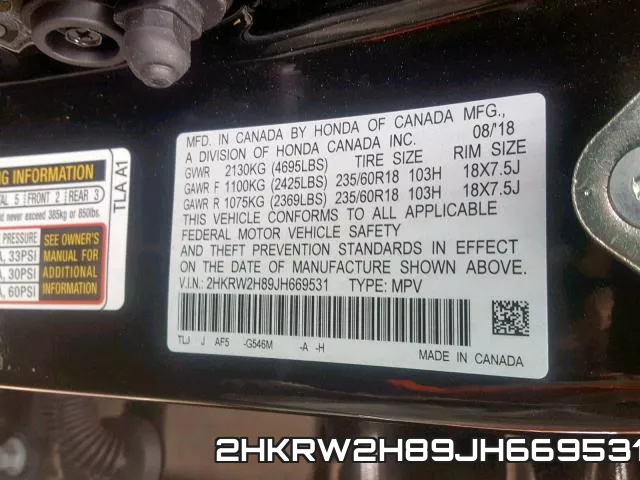 2HKRW2H89JH669531 фото 2