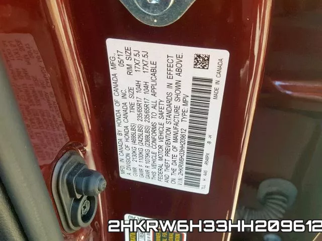 2HKRW6H33HH209612 фото 2