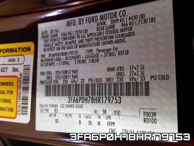 3FA6P0H78HR179753 фото 2