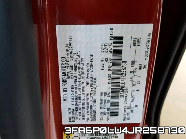 3FA6P0LU4JR258730 фото 2