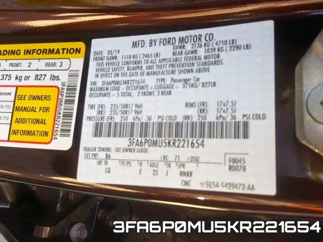 3FA6P0MU5KR221654 фото 2