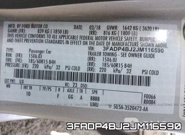 3FADP4BJ2JM116590 фото 10