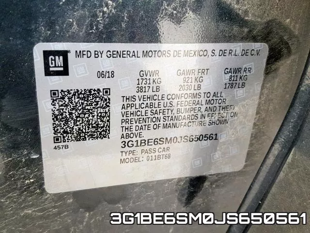 3G1BE6SM0JS650561 фото 2