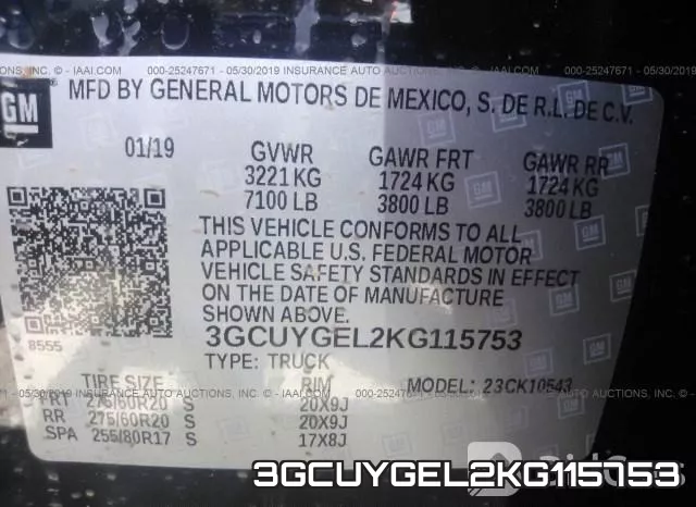 3GCUYGEL2KG115753 фото 10