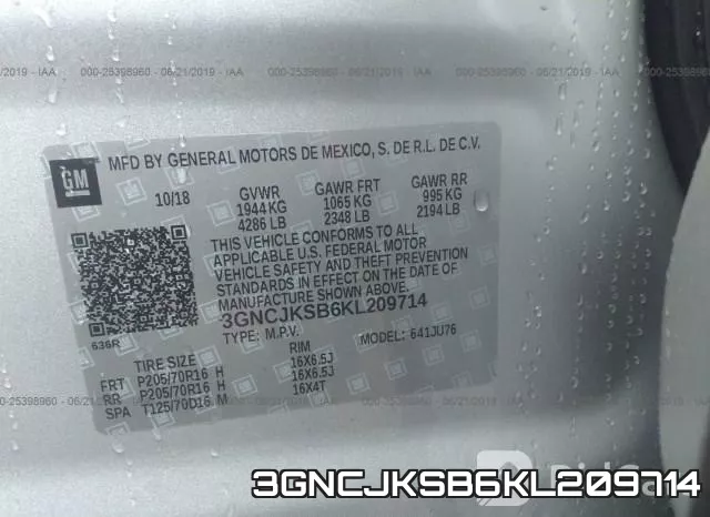 3GNCJKSB6KL209714 фото 10