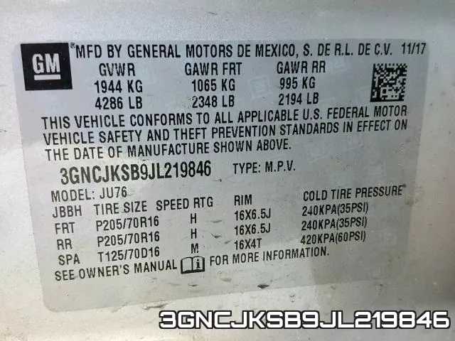 3GNCJKSB9JL219846 фото 2