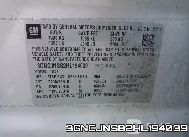 3GNCJNSB2HL194039 фото 10