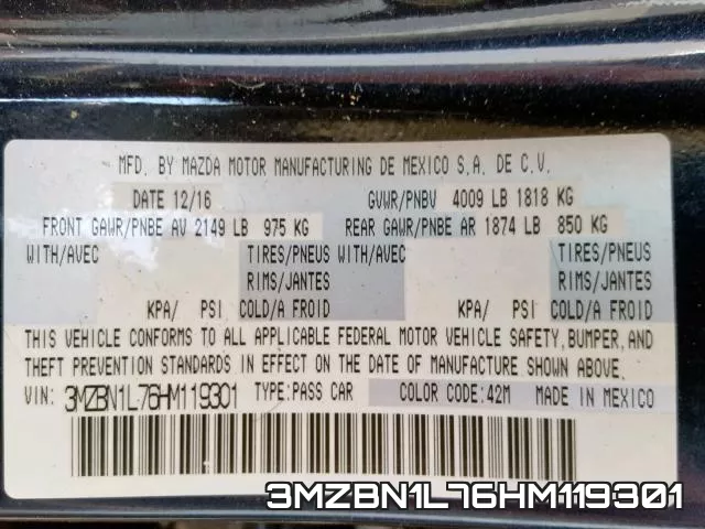 3MZBN1L76HM119301 фото 2