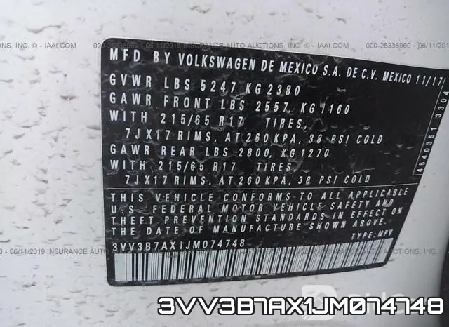 3VV3B7AX1JM074748 фото 10