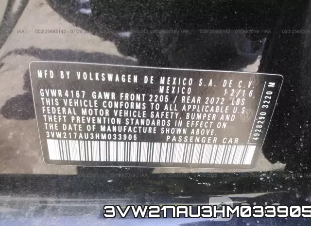 3VW217AU3HM033905 фото 10