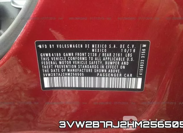3VW2B7AJ2HM256505 фото 10