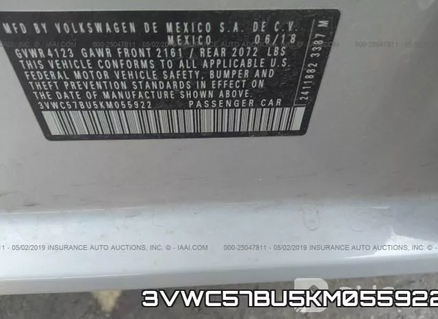 3VWC57BU5KM055922 фото 10