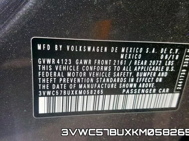3VWC57BUXKM058265 фото 2