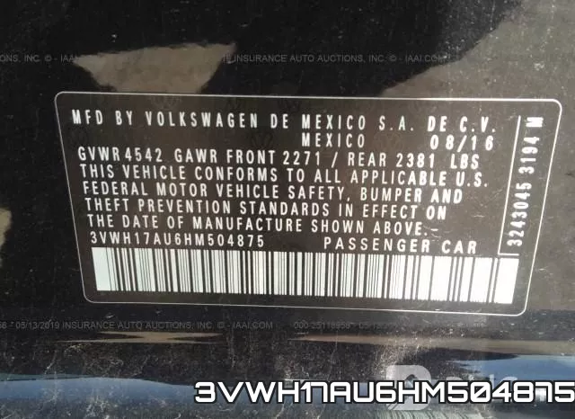 3VWH17AU6HM504875 фото 10