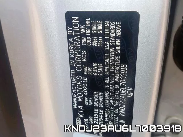 KNDJ23AU6L7003918 фото 2