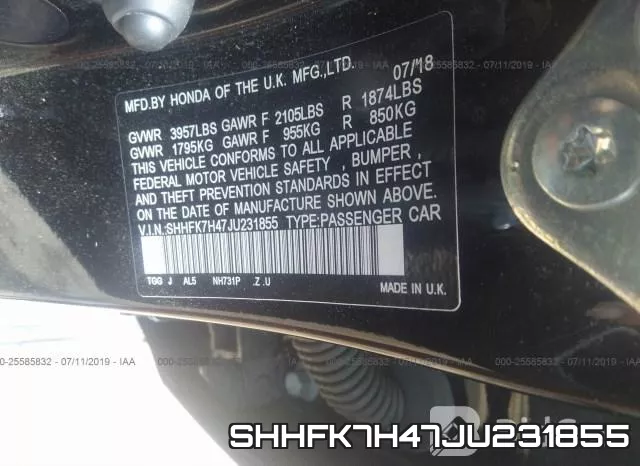 SHHFK7H47JU231855 фото 10