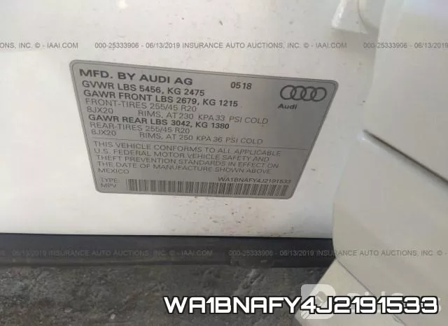 WA1BNAFY4J2191533 фото 10
