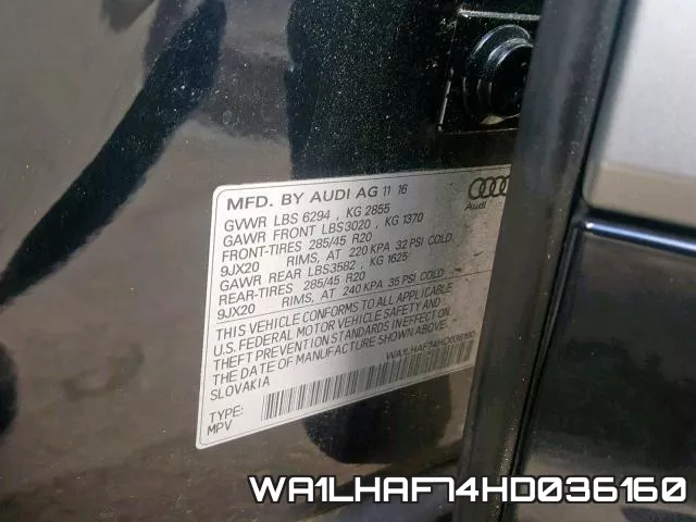 WA1LHAF74HD036160 фото 2