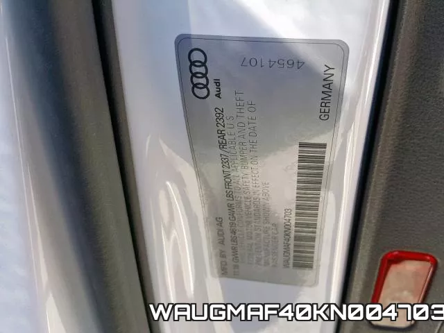 WAUGMAF40KN004703 фото 2
