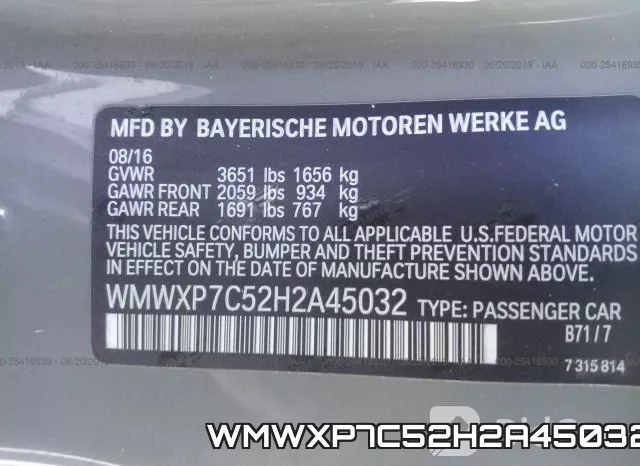 WMWXP7C52H2A45032 фото 10
