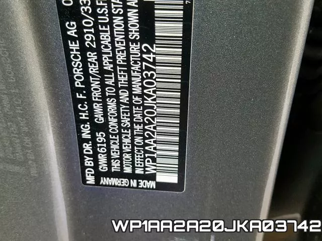 WP1AA2A20JKA03742 фото 2