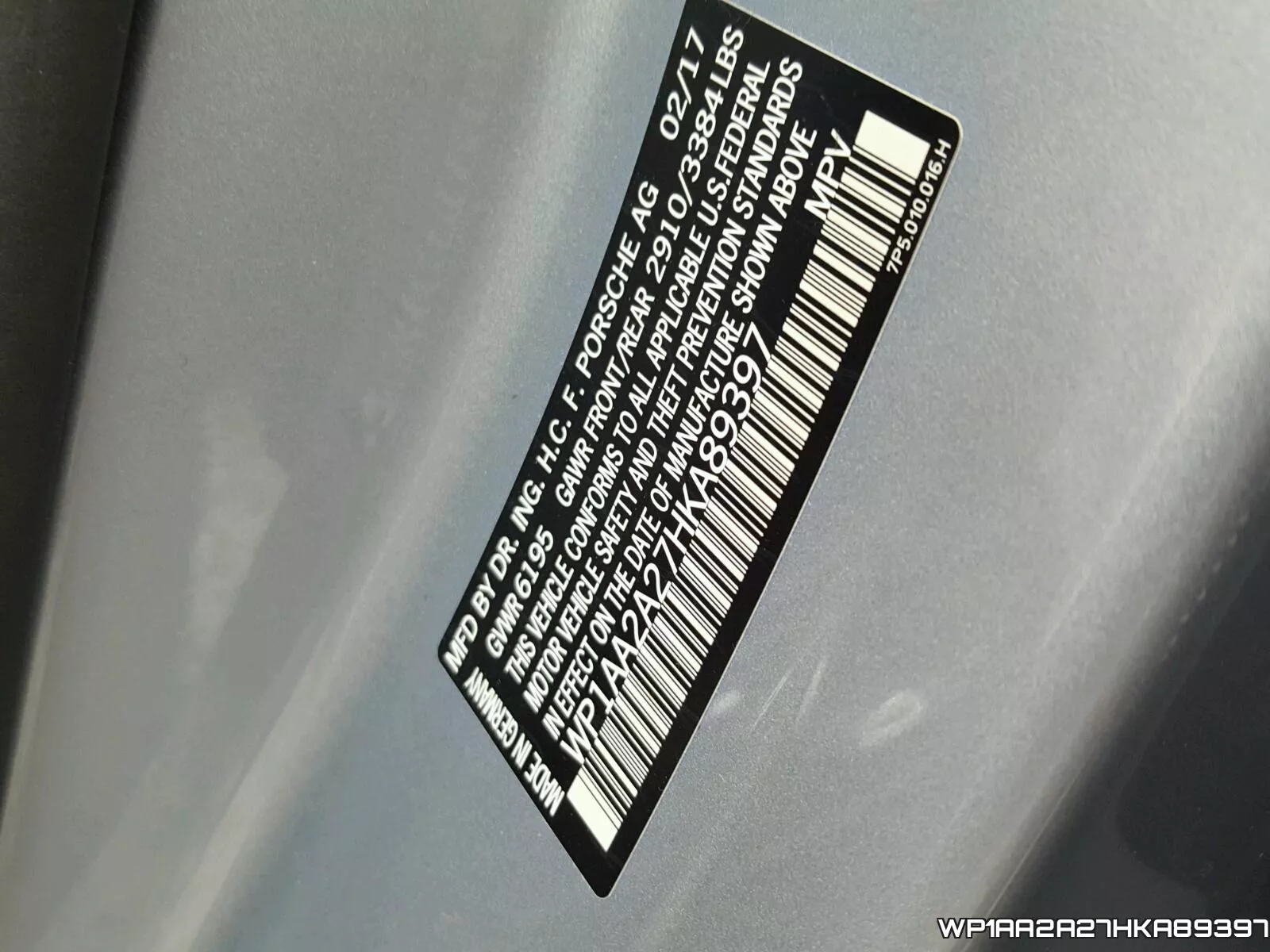WP1AA2A27HKA89397 фото 2