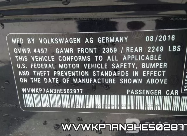 WVWKP7AN3HE502877 фото 10