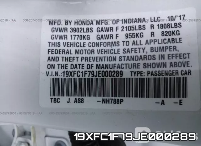 19XFC1F79JE000289 фото 10