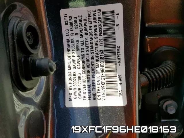 19XFC1F96HE018163 фото 2