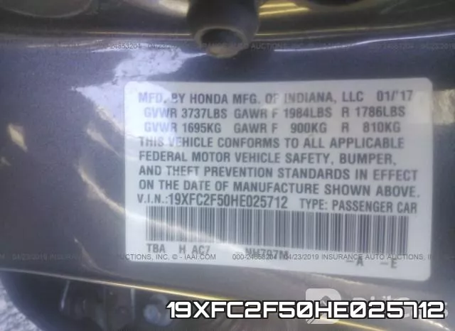 19XFC2F50HE025712 фото 10