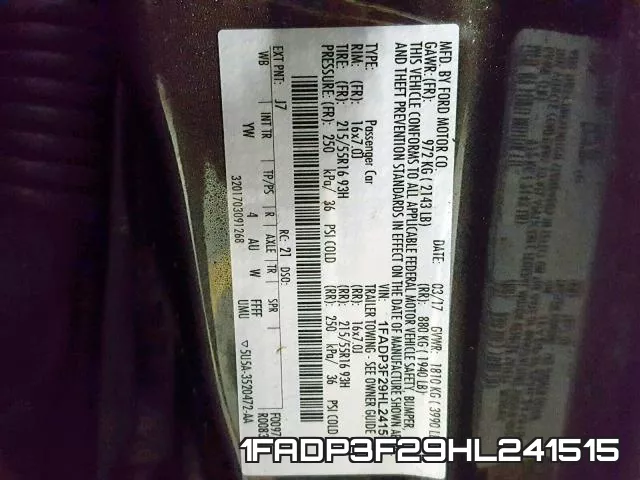 1FADP3F29HL241515 фото 2