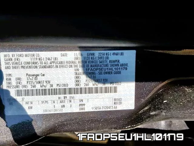 1FADP5EU1HL101179 фото 2