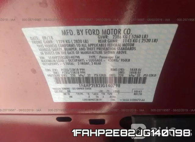 1FAHP2E82JG140798 фото 10
