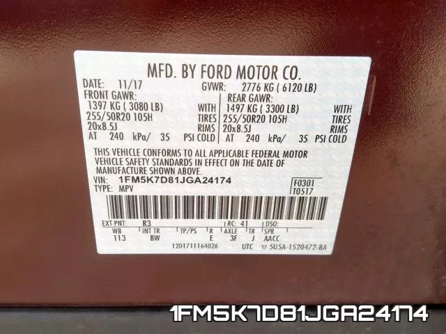 1FM5K7D81JGA24174 фото 2
