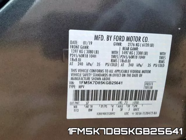 1FM5K7D85KGB25641 фото 2